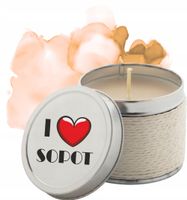 Pamiątkowe świeczki zapachowe NADRUK z nazwą miasta I LOVE SOPOT