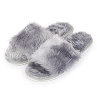 Kapcie damskie z futerkiem puchate wygodne szare pantofle domowe 36