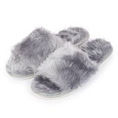 Kapcie damskie z futerkiem puchate wygodne szare pantofle domowe 39