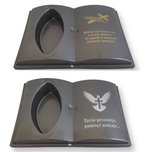 KSIĘGA na grób Podkład do stroików sztucznych Grafitowa z brokatem z doniczką na Arena.pl