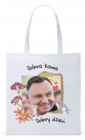 Prezydent Andrzej Duda Torba Eco Biała Shopper Z Nadrukiem Ze Zdjęciem