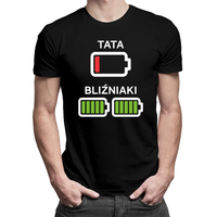 Tata bliźniaków - baterie - męska koszulka z nadrukiem L Czarny T-shirt