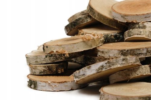 Plastry drewniane, plaster drewna, 3-9 cm - 1 kg wysuszone krążki brzozowe na Arena.pl