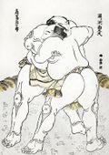 Plakat 29,7x42cm Sumo Wrestlers, Hokusai Japoński Vintage do Salonu