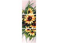 90X30CM SŁONECZNIKI KORALU TRÓJ OBRAZ DRUK