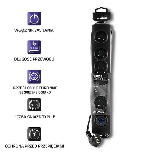 Qoltec Listwa antyprzepięciowa | 6 gniazd | 1.8m na Arena.pl