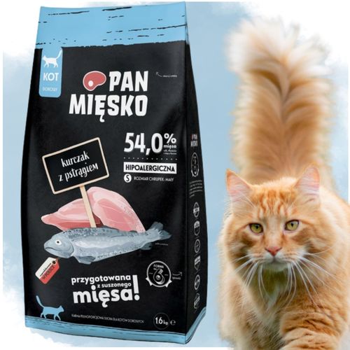 sucha karma dla kota kurczak z pstrągiem pan mięsko hipoalergieczna s 1.6kg na Arena.pl