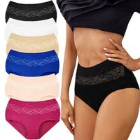 6x ODDYCHAJĄCE BAMBUSOWE MAJTKI FIGI KORONKOWE Z WYSOKIM STANEM 3XL #25