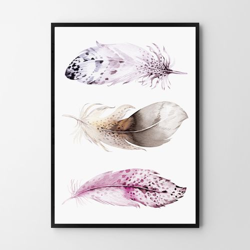 Plakat boho piórka akwarela 40x50 cm na Arena.pl