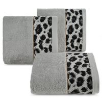 Ręcznik bawełniany z ozdobną bordiurą Eva Minge 30X50 srebrny