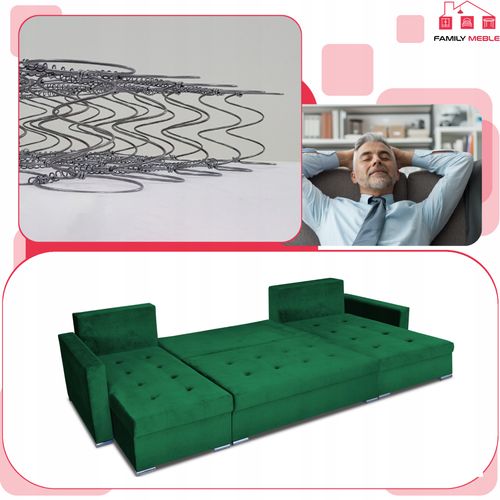 Narożnik Varius BIG rozkładany f spania pojemniki Family meble zieleń na Arena.pl