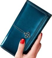 Damski Portfel Skórzany duży pojemny elegancki  C10_Niebieski