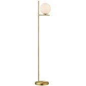 Modernistyczna LAMPA podłogowa NYXIS DL108402000 Trio metalowa OPRAWA stojąca szklana kula mosiądz biała