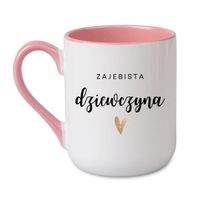 KUBEK "ZAJEBISTA DZIEWCZYNA" Wzór - Elegant Coffee Różowy 330 ml