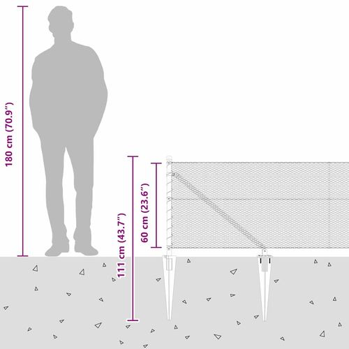 Ogrodzenie z słupkami Szary 0.6 x 100 m Stal pokryta PCV na Arena.pl