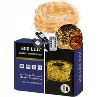 Lampki Choinkowe 500 LED Mikro Drucik 50m Ciepły Biały IP44 Pilot