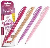 Pisaki pędzelkowe do kaligrafii ZESTAW Pentel Brush Pen 4 kolory