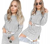 SWETERKOWA dzianinowa SUKIENKA damska modna stylowa kolory