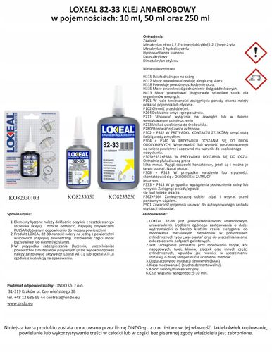 KLEJ DO ŁOŻYSK PIAST TULEI LOXEAL 82-33 SZYBKIE UTWARDZANIE 50 ml na Arena.pl