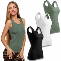 3x DAMSKI Tank TOP Bawełniany Moraj Podkoszulka Zestaw Komplet 3szt r. S