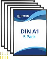Ramki plakatowe QWORK 5 sztuk DIN A1 profil aluminiowy 25 mm