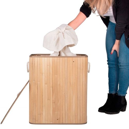 KOSZ BAMBUSOWY NA PRANIE BIELIZNĘ Z POKRYWĄ POJEMNIK DUŻY 150L BAMBUS na Arena.pl