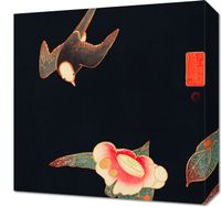Obraz 40x40cm Swallow and Camellia, Jakuchu Japoński Vintage