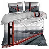 Pościel 3D bawełna satyna 200x220cm MOST GOLDEN GATE