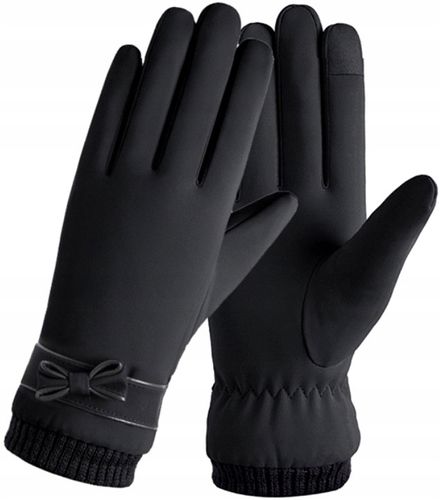 Damskie Ciepłe Zimowe Rękawiczki Dotykowe Kokarda na Arena.pl