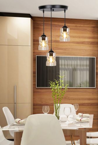 Felis lampa wisząca talerz czarny 3x60W E27 klosz bursztynowy na Arena.pl