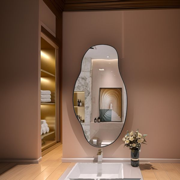 Lustro ścienne asymetryczne 40x75 cm - Czarna rama zdjęcie 7