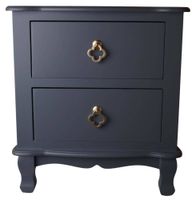 Szafka z dwoma szufladami szara ze złotymi uchwytami