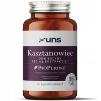 UNS Kasztanowiec 20% Escyny 450mg Ekstrakt 5:1 60vegcaps ŻYŁY KRĄŻENIE
