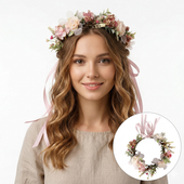 wianek, opaska do włosów z kwiatów, delikatny wianuszek boho w106