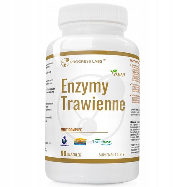 Progress Labs ENZYMY TRAWIENNE Dobre Trawienie Celuloza Błonnik 90 kaps zdjęcie 1