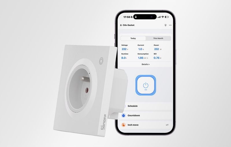 Sonoff WS01TPE-E WiFi Matter Inteligentne Gniazdko Ścienne Typ E 4000W 16A zdjęcie 6