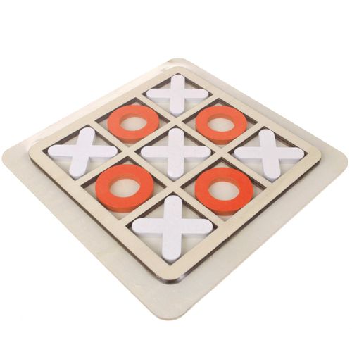 Gra planszowa kółko i krzyżyk eko drewniana dla dzieci biało-pomarańczowa na Arena.pl
