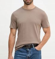 Michael Kors t-shirt bawełniany męski kolor brązowy gładki CF15FJ2C93 XL
