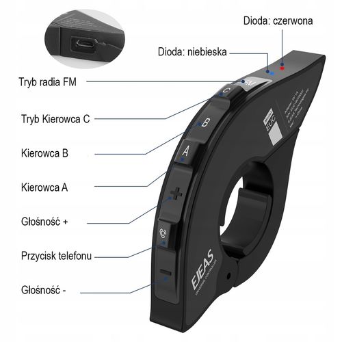 Pilot Sterowania do INTERCOMÓW motocyklowych na kierownice EJEAS BLUETOOTH na Arena.pl