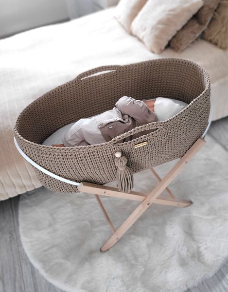 Kosz Mojżesza BOHO Handmade ze stojakiem sand zdjęcie 3