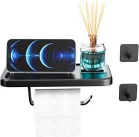 SRIIANO Uchwyt na Papier Toaletowy z Półką Czarny