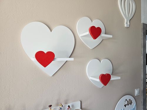 Półki serca zestaw 3 sztuki kolory półka serce seduszko na Arena.pl