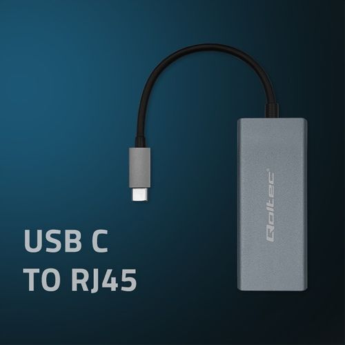 Qoltec Adapter USB-C na RJ45 Ethernet | 1000Mb/s | Aluminiowa obudowa na Arena.pl