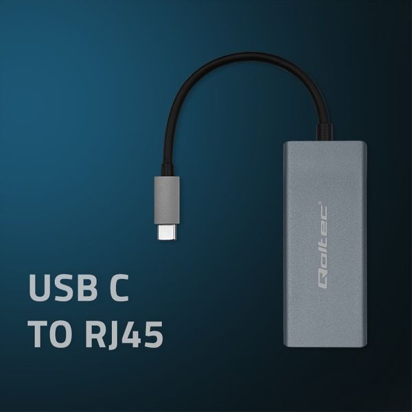 Qoltec Adapter USB-C na RJ45 Ethernet | 1000Mb/s | Aluminiowa obudowa zdjęcie 2