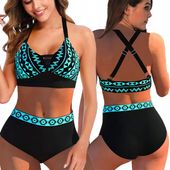 STRÓJ KĄPIELOWY DWUCZĘSCIOWY WYSZCZUPLAJĄCY BIKINI WYSOKI STAN MAJTEK / XL