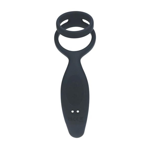 Vibrating Silicone Prostate Stimulator With Cock And Ball Ring - Black zdjęcie 5