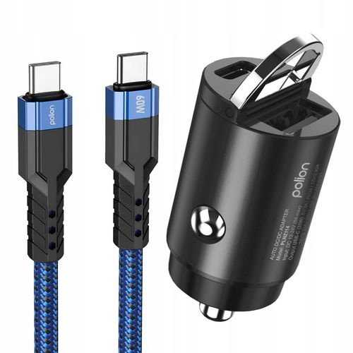Mała szybka ładowarka samochodowa POLION USB-A USB-C 35W QC3.0 PD 3A na Arena.pl