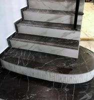 Polerowane płytki na schody - żyłki CZARNY MARMUR 100x30 wysoki połysk