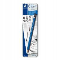 zestaw ołówków mars lumograph 6 sztuk staedtler w metalowym pudełku
