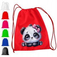 CZERWONY WOREK DO PRZEDSZKOLA SZKOŁY, NA WF - PANDA NA ŚWIĘTA